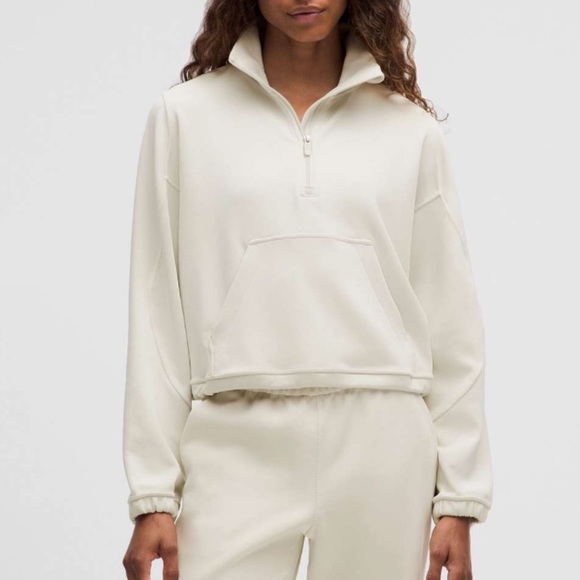 Lululemon Brushed Softstreme Half Zip Size 8 - Bone - Picture 1 of 6